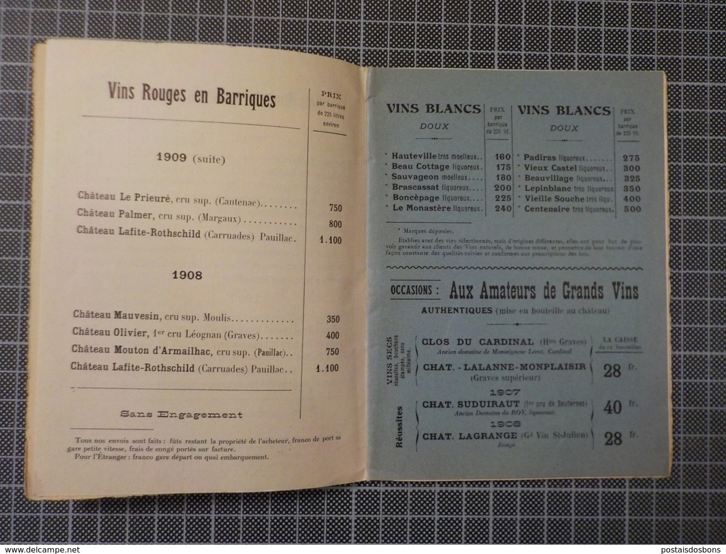 Cx 12) Ephemera Catalogue De Vins LA TREMBLADE  1913 Union Generale Vinicole Des Charentes & De La Gironde - Other & Unclassified