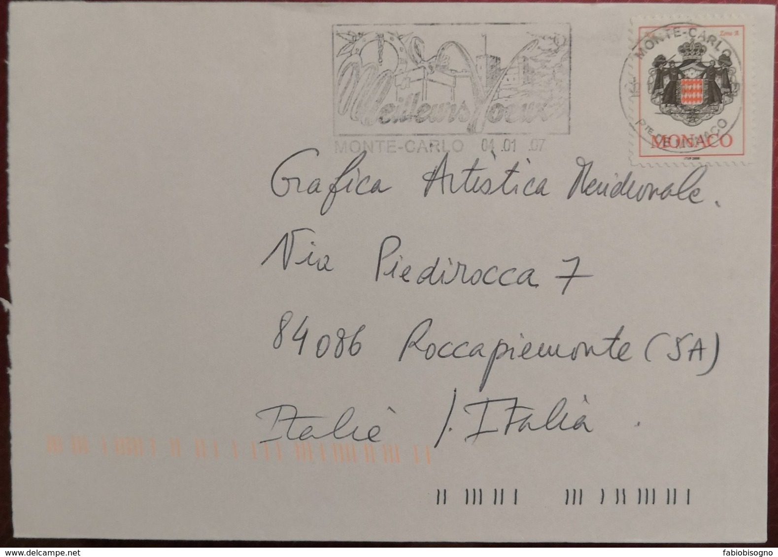 2007 Monaco - Zona A 20g -  Used Stamp On Cover To Italy - Briefe U. Dokumente