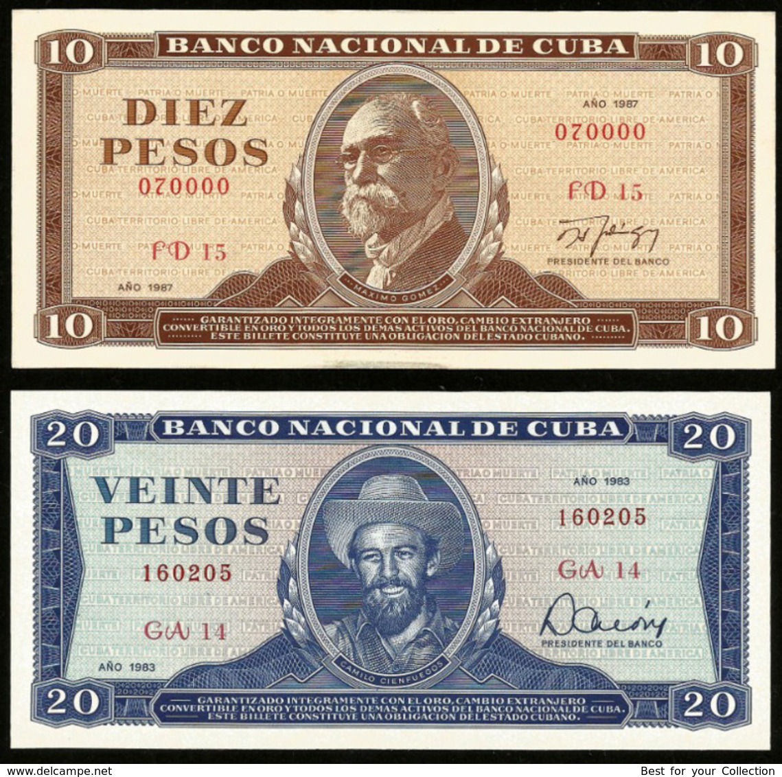 * Cuba 1 3 5 10 20  Pesos 1983 - 1988 ! UNC ! Set 5 Notes #D13 - Cuba