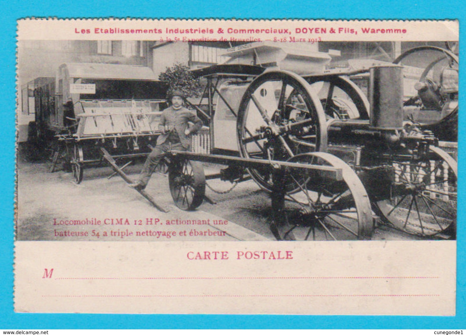 CPA WAREMME - Ets. Doyen & Fils à L'Expo De Bruxelles 8 Au 18 Mars 1913 : Locomobile CIMA 12 HP - 2 Scans - Waremme