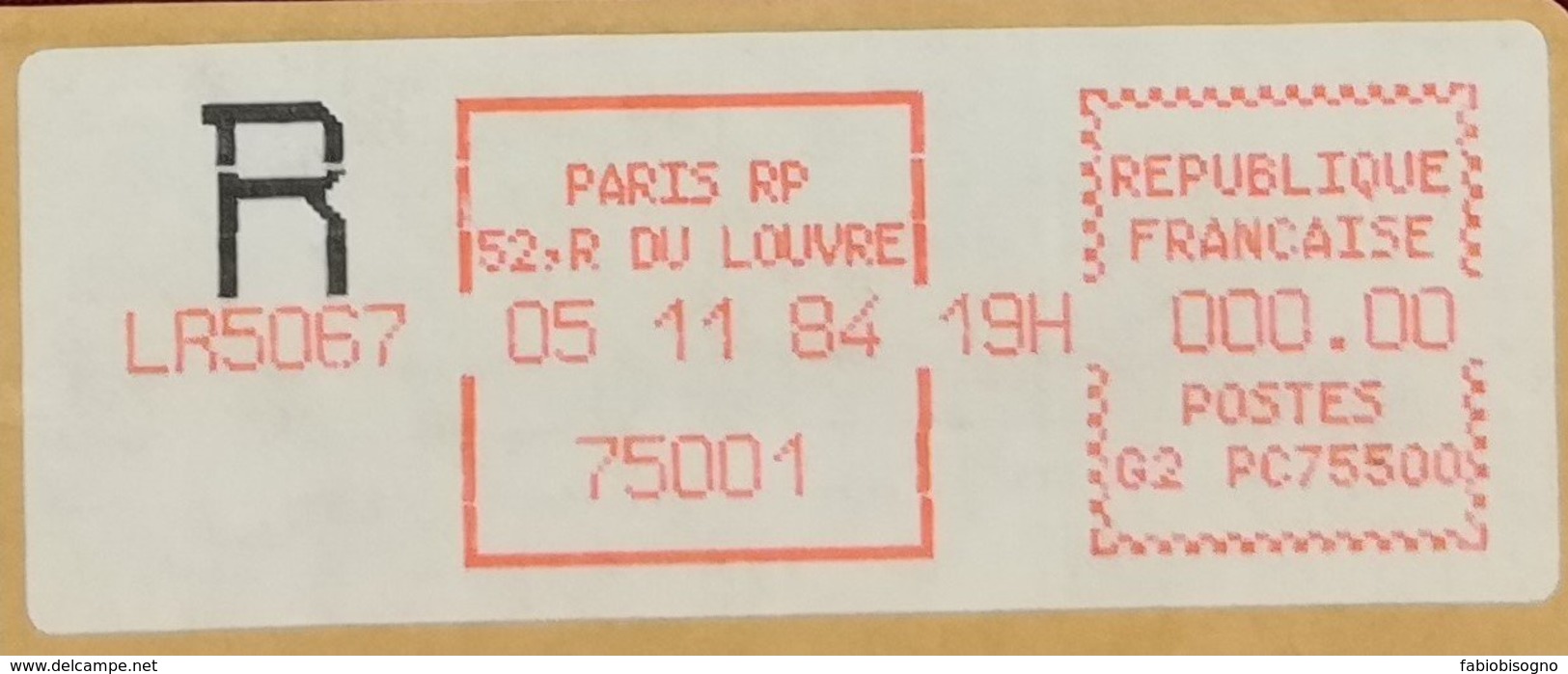 1984 France - Paris 000.00 (G2 PC75500)  -  Used Registered Stamp On Fragment - 1969 Montgeron – Weißes Papier – Frama/Satas