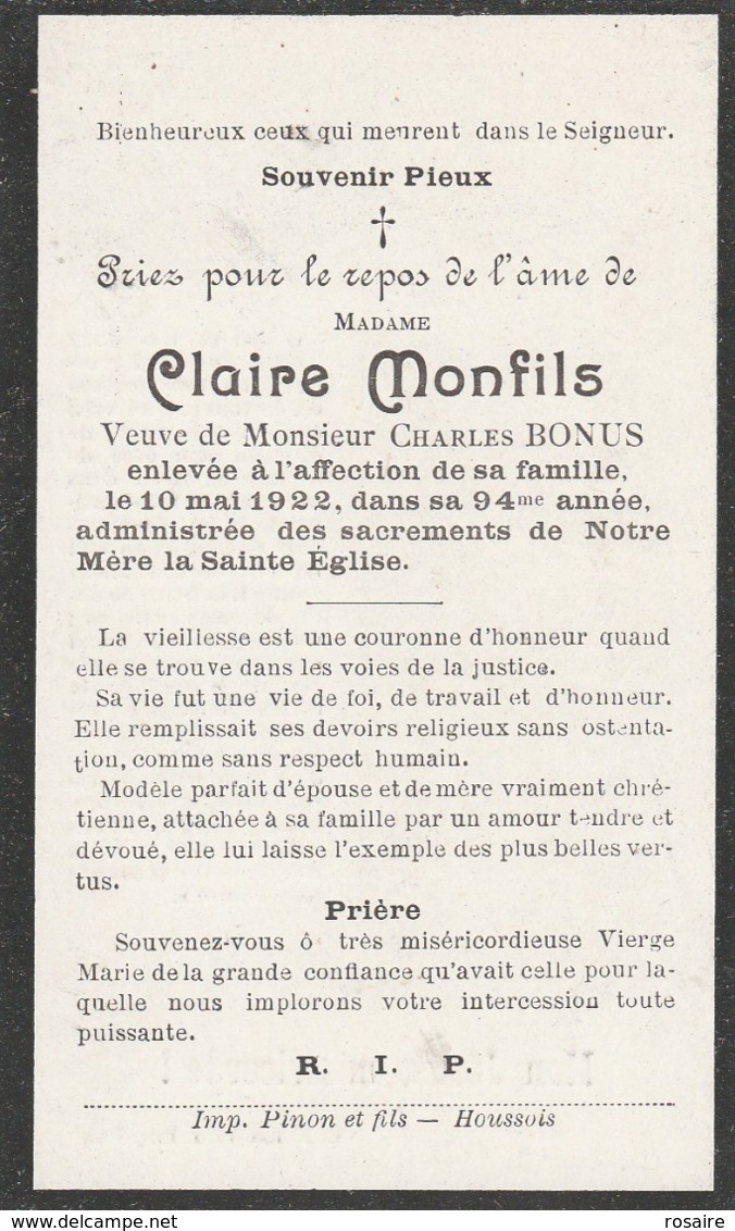 Claire Monfils-1922-houssois - Images Religieuses