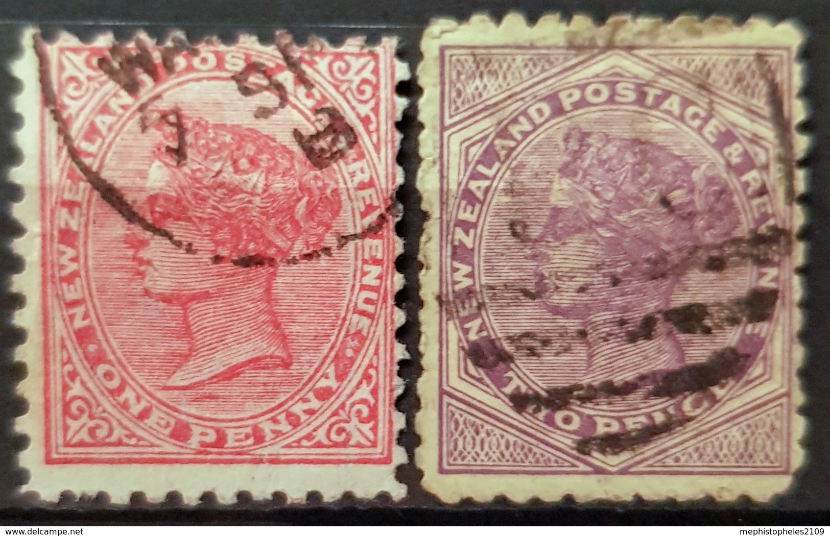 NEW ZEALAND 1882 - Canceled - Sc# 61, 62 - 1p 2p - Used Stamps