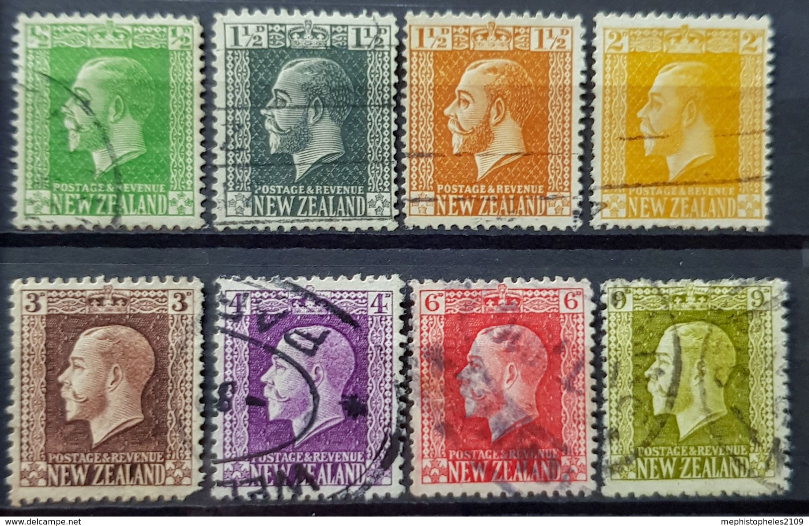 NEW ZEALAND 1915/22 - Canceled - Sc# 144, 149, 151, 154, 158, 161, 162, 163, - Usati