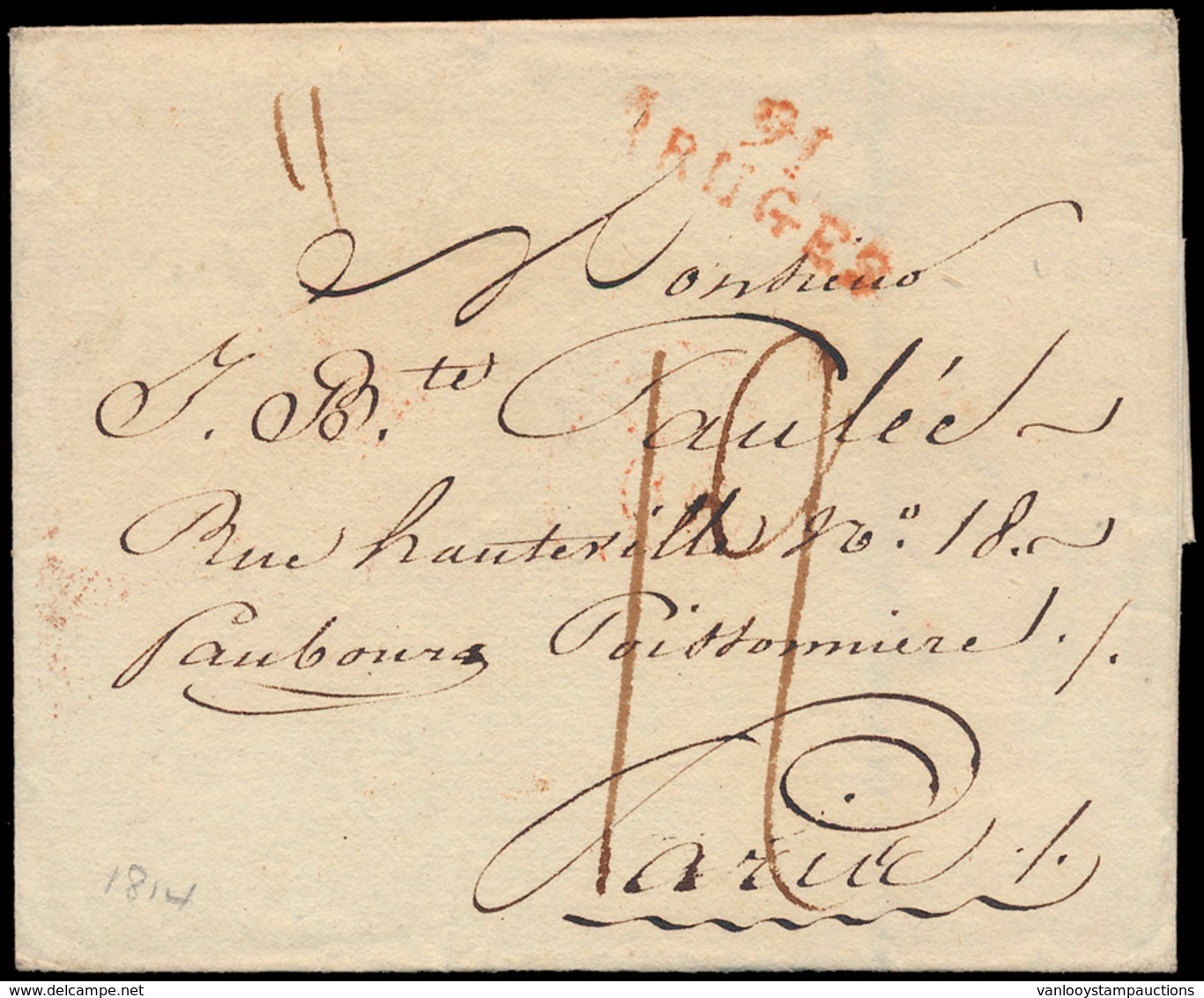 ) 1814, Brief Van Brugge Naar Pa - Other & Unclassified