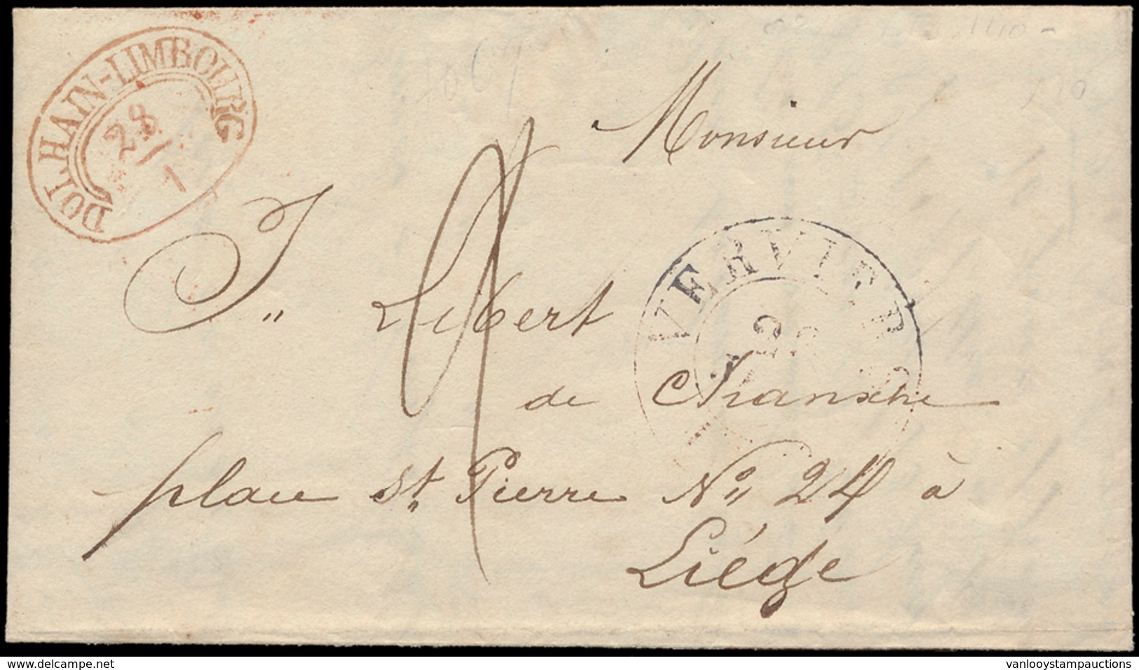 ) Dolhain- Limbourg, Brief 28 Ja - 1849-1850 Medallions (3/5)