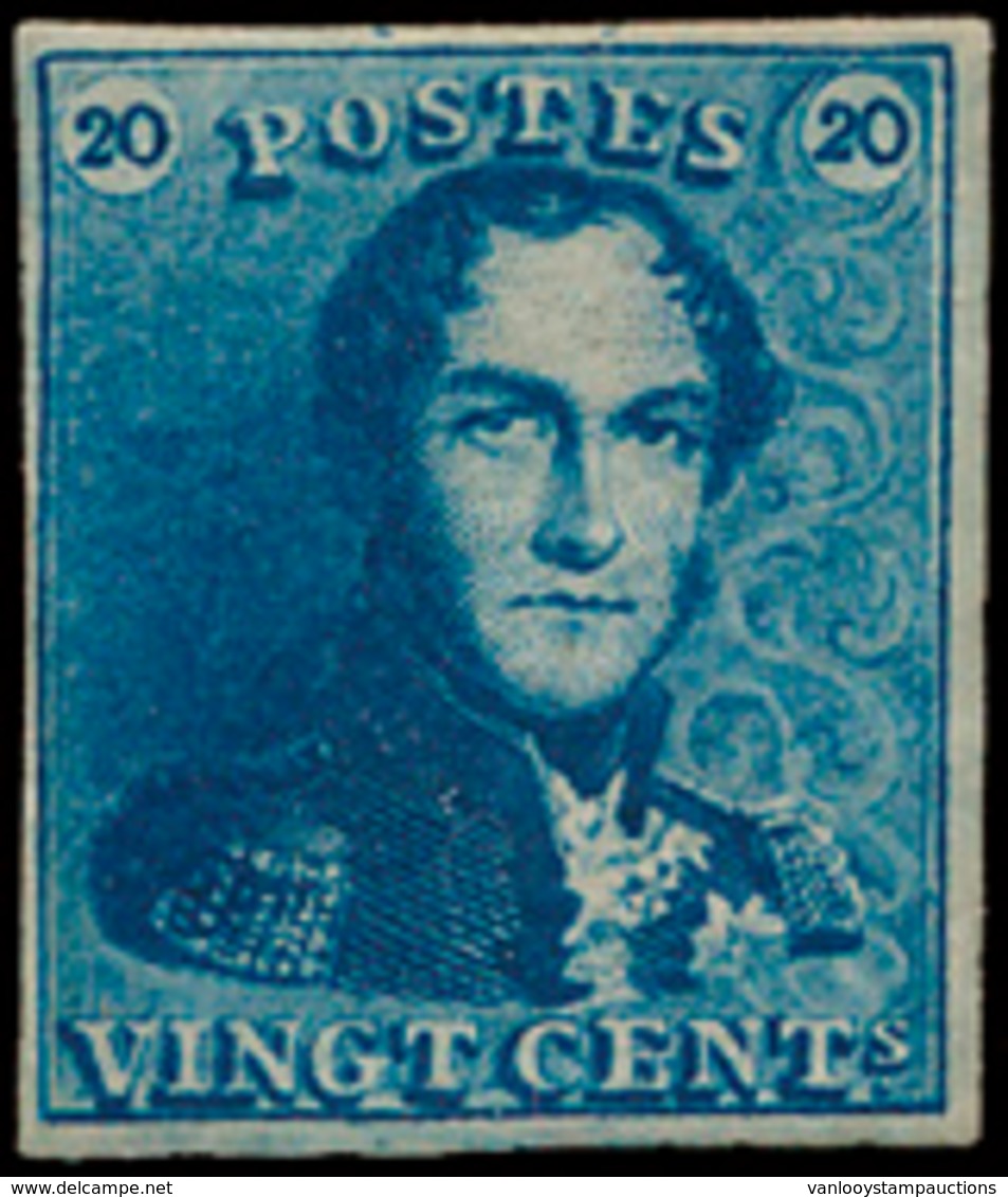 * N° 2A '20 Cent. Blauw' Origine - 1849 Epaulettes