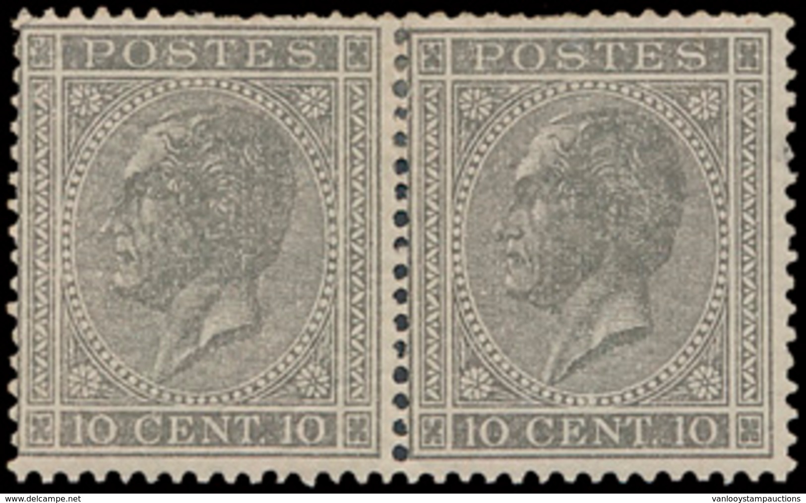 * N° 17A '10c Grijs' (in Paar) I - 1865-1866 Profile Left