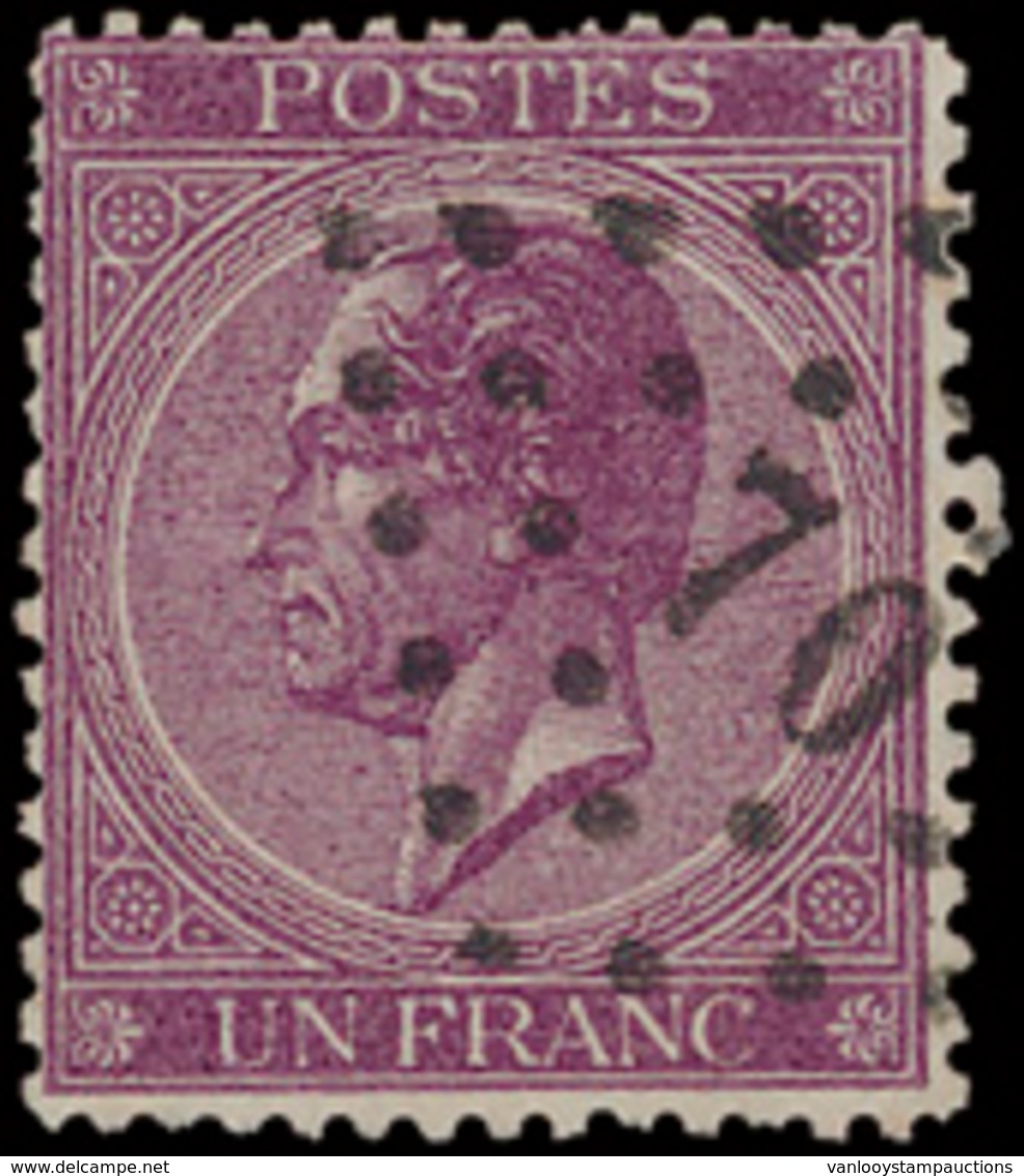 N° 21a '1F Donkerviolet, Rode - 1865-1866 Profile Left