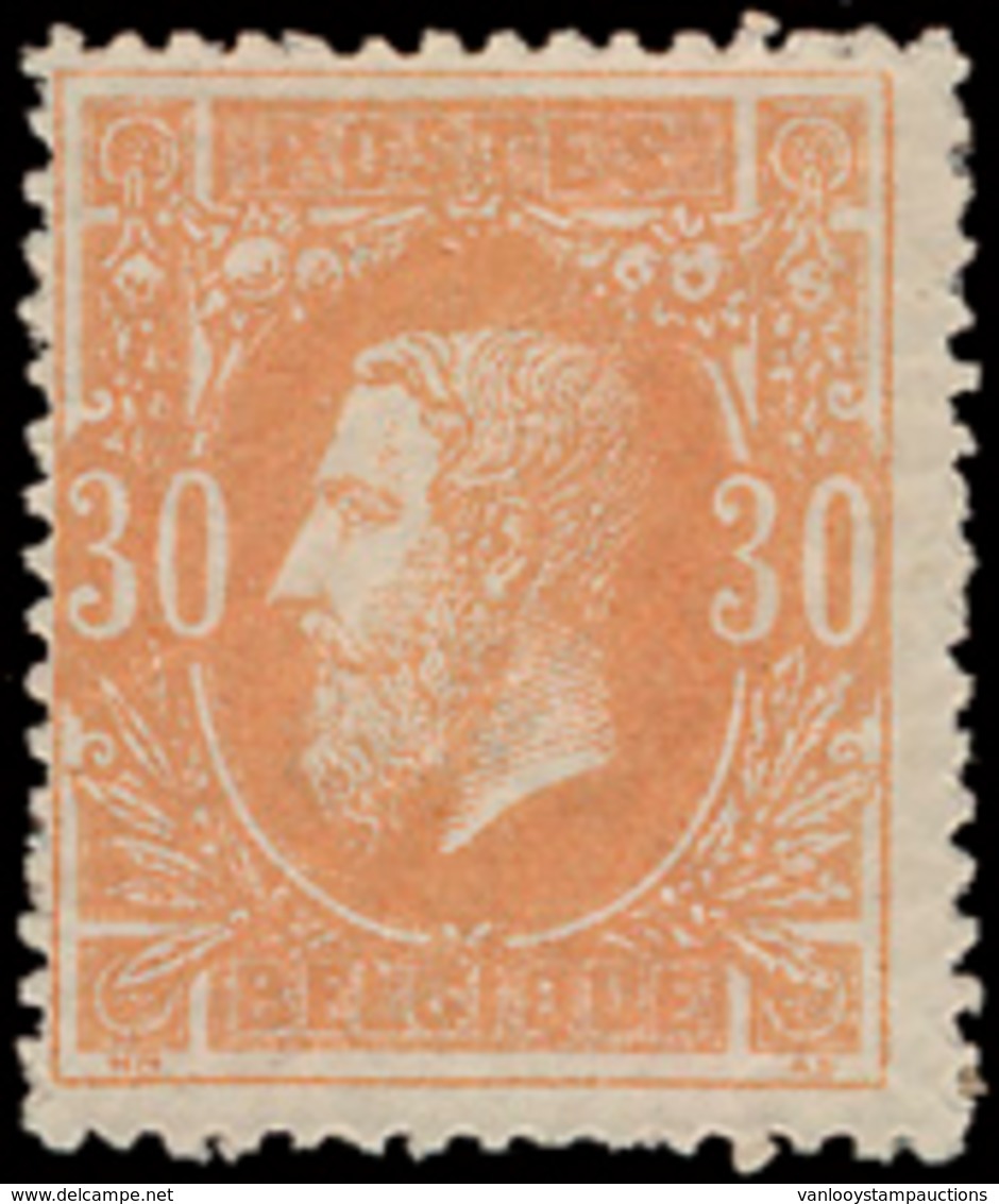 * N° 33 '30 Cent. Okerrood' En 3 - 1869-1883 Leopold II