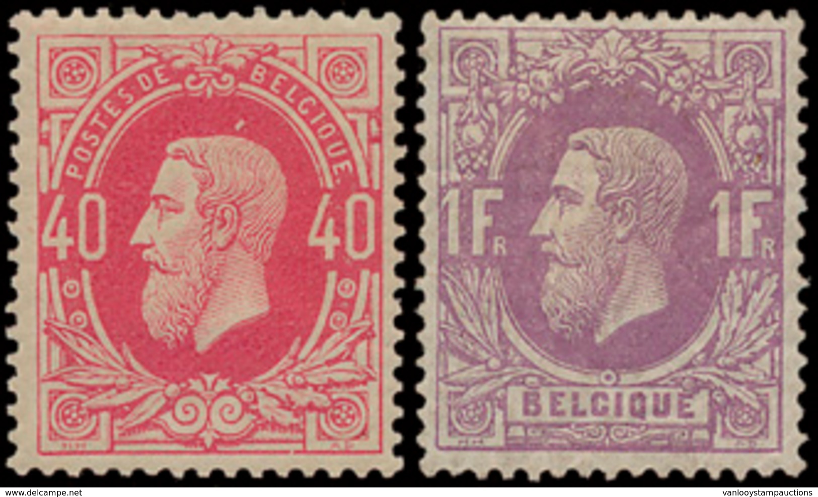 * N° 34A '40c Felroze' En 36A '1 - 1869-1883 Leopold II