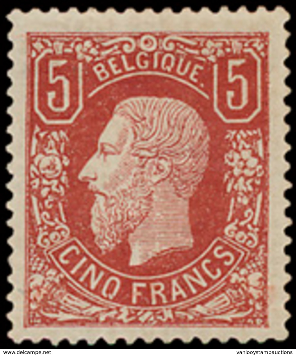 * N° 37 '5 Fr Bruinrood' Zeer Mo - 1869-1883 Leopold II