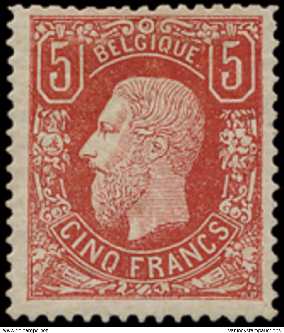 * N° 37 '5 Fr Bruinrood' Prachtz - 1869-1883 Leopold II