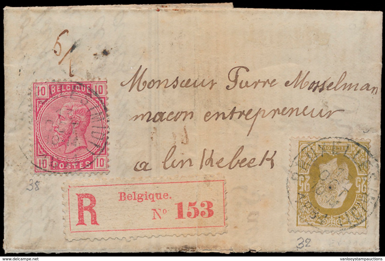 ) N° 32 En 38, Als 25 Cent. Fran - 1869-1883 Leopold II