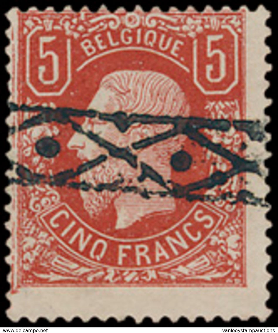 N° 37 '5F Bruinrood' Zeer Fris - 1869-1883 Leopold II