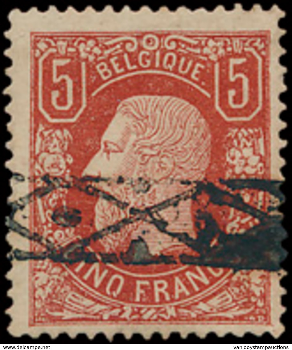 N° 37 '5F Bruinrood' Met Rolst - 1869-1883 Leopold II