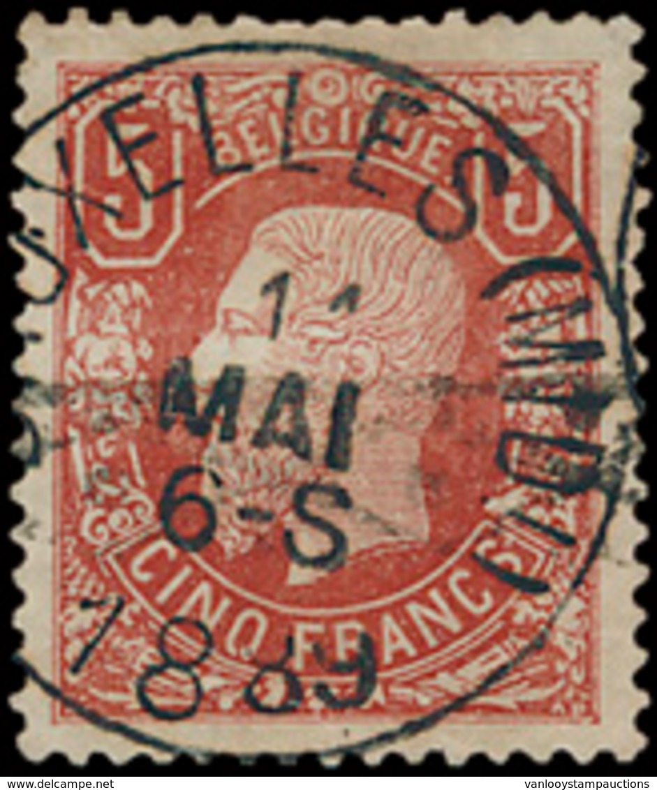 N° 37 '5F Bruinrood' Gestempel - 1869-1883 Leopold II