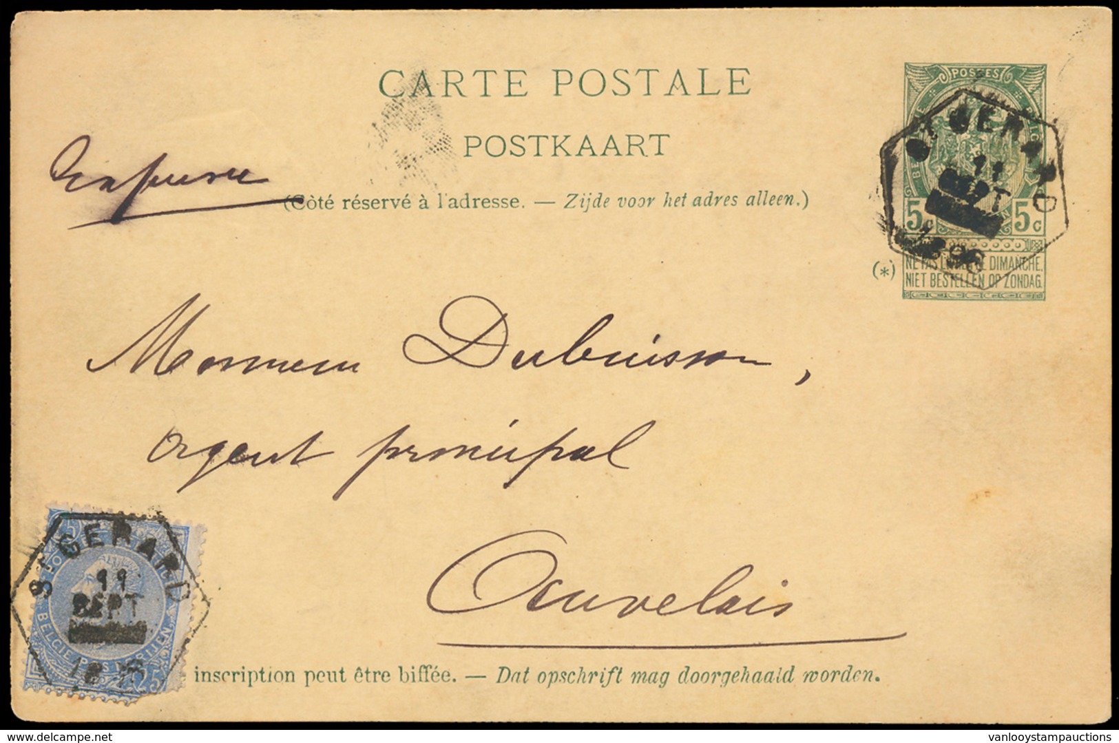 ) N° 60, Postkaart 5 Cent. , Per - 1893-1900 Thin Beard