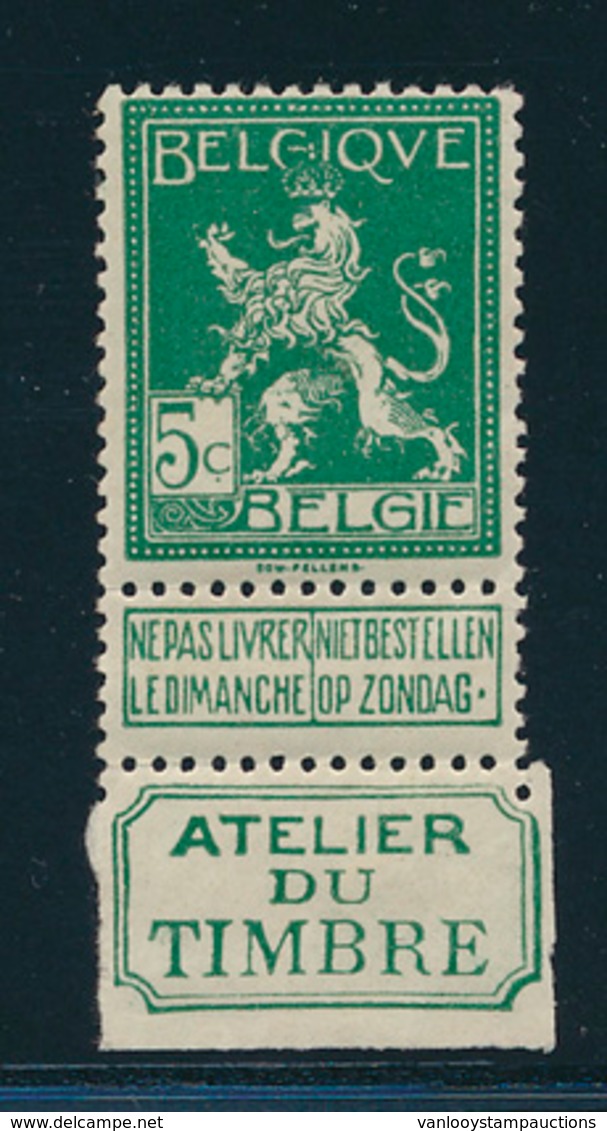 ** N° 110 '5c Groen' Met Randinsc - 1912 Pellens