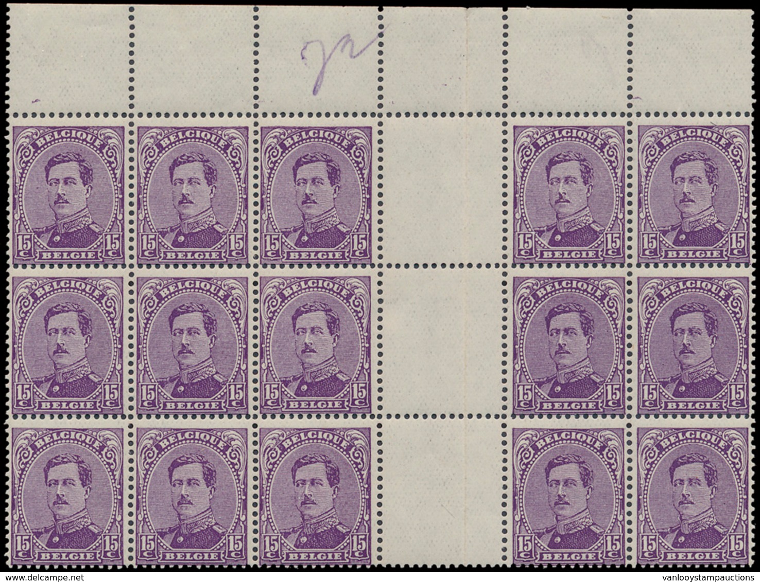 ** N° 139 '15 Cent. Violet' (blok - 1915-1920 Albert I