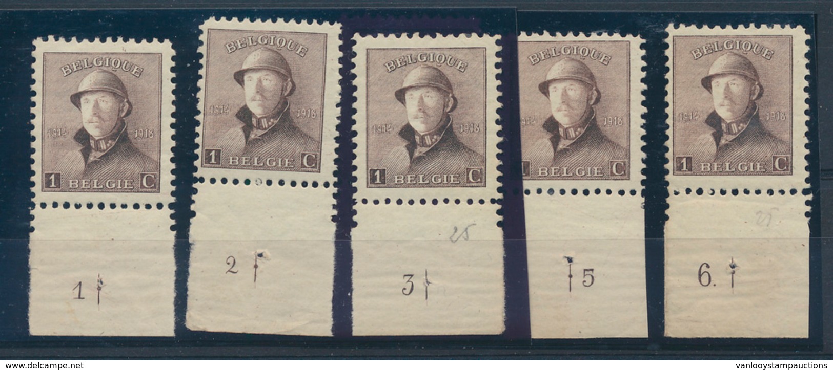 **/* N° 165 '1 Cent. Violetbruin', - 1919-1920 Behelmter König