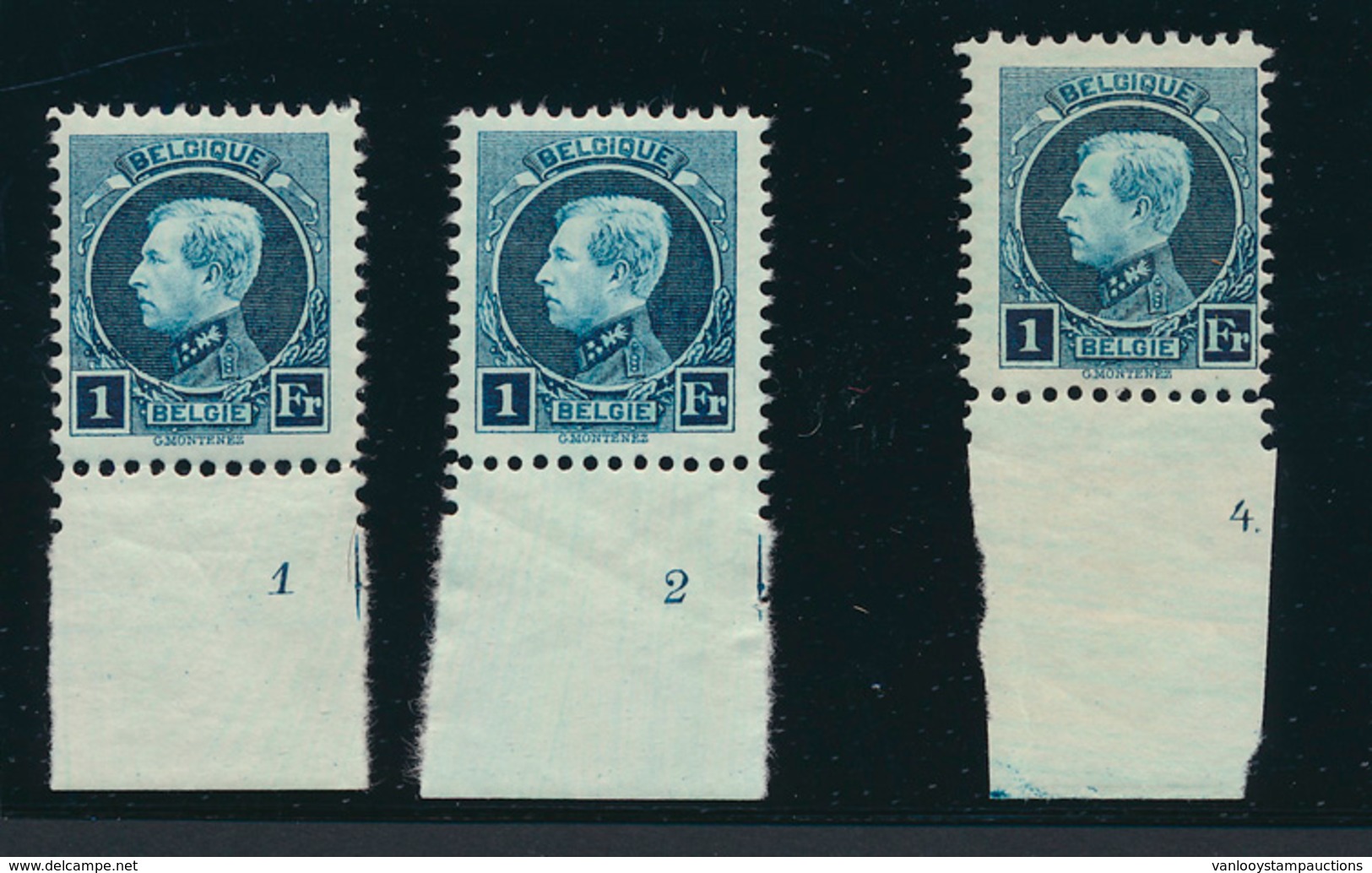 **/* N° 215 '1 Fr Groenblauw' (3x), - 1921-1925 Small Montenez