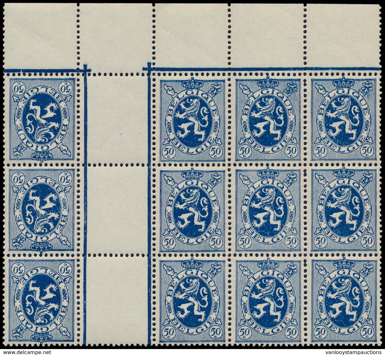 ** N° 285 '50c Blauw' (veldeel) W - Ungebraucht