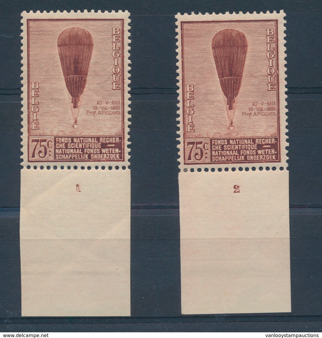 * N° 353 '75 Cent.' (2x), Plaatn - Unused Stamps