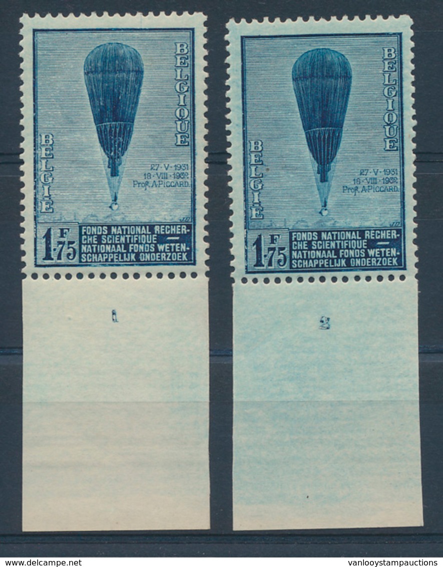 * N° 354 '1,75 Fr' (2x), Plaatnr - Unused Stamps