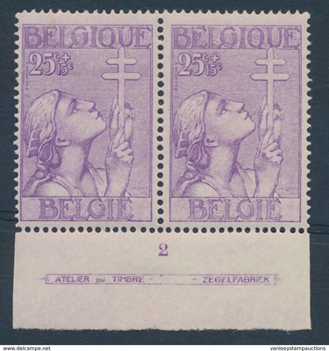 * N° 378 '25c Violet' (in Paar), - Unused Stamps