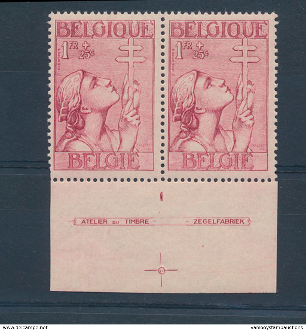 * N° 381 '1F Karmijn' (in Paar), - Unused Stamps