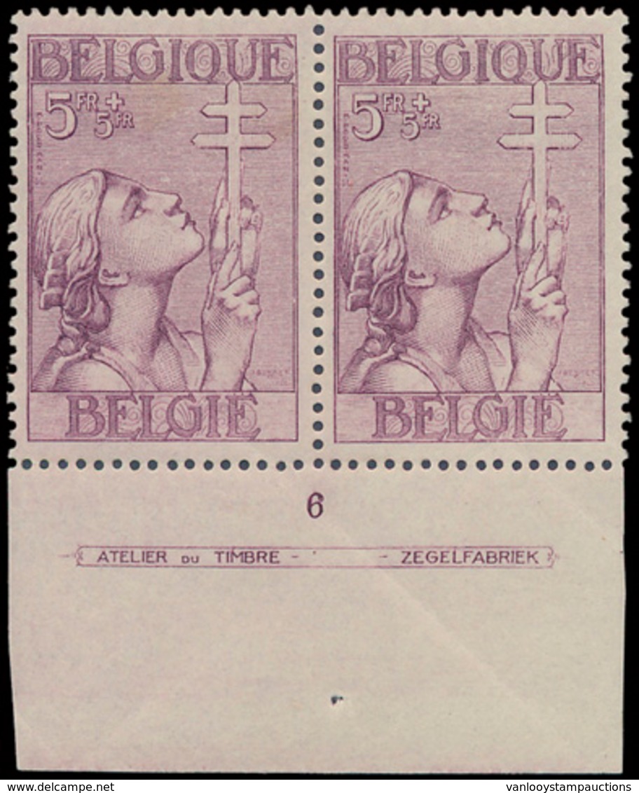 * N° 383 '5F Paars' (in Paar), P - Unused Stamps