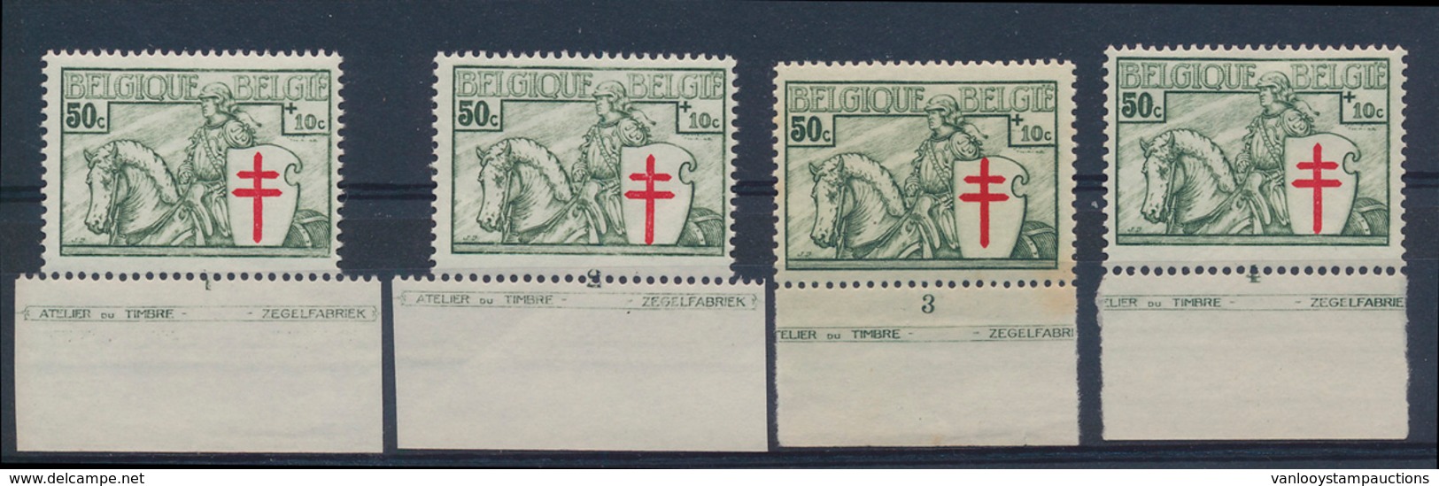 **/* N° 396 '50 Cent. Groen' (4x), - Unused Stamps