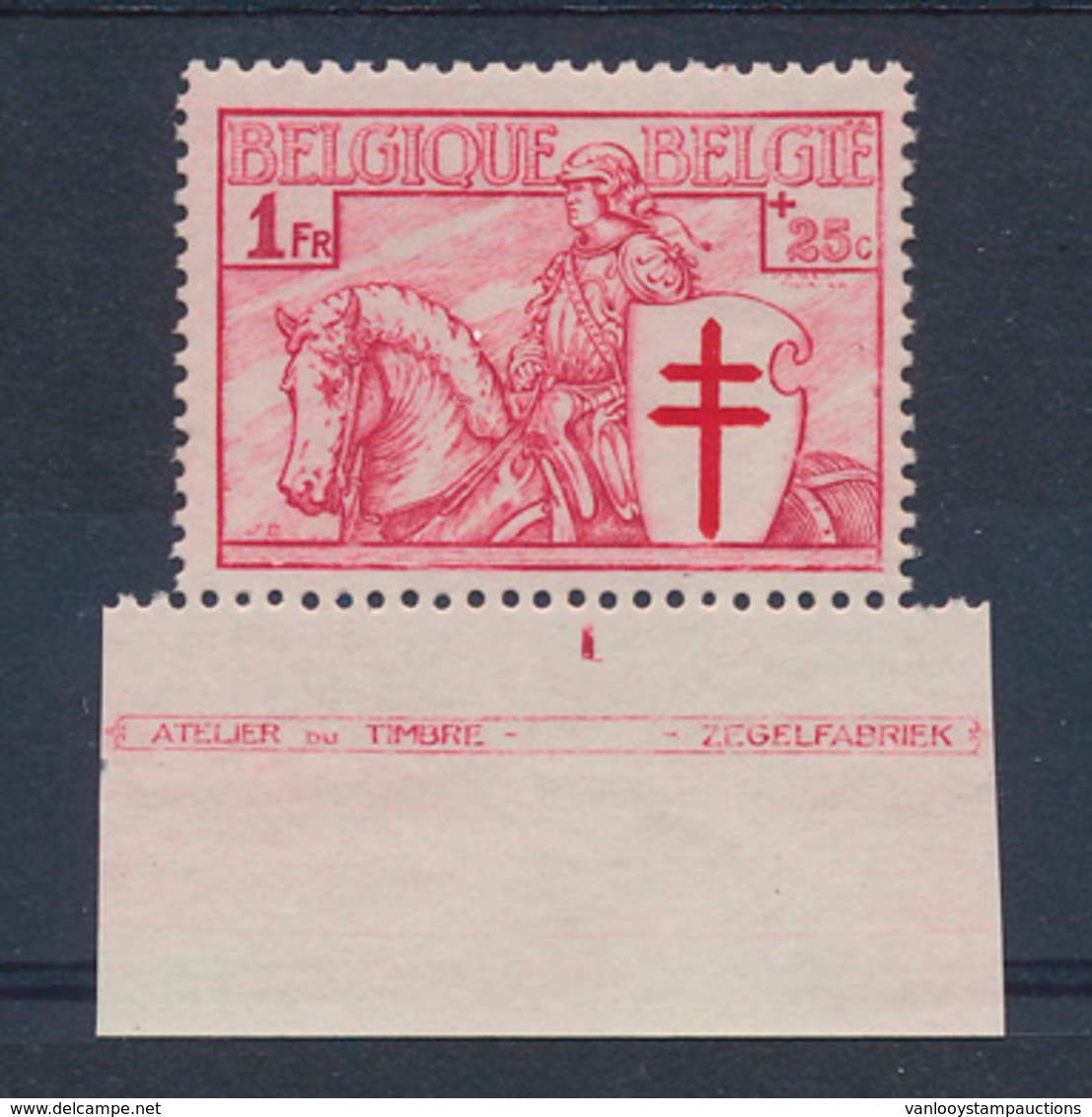 ** N° 398 '1 Fr Karmijnrood', Pla - Unused Stamps