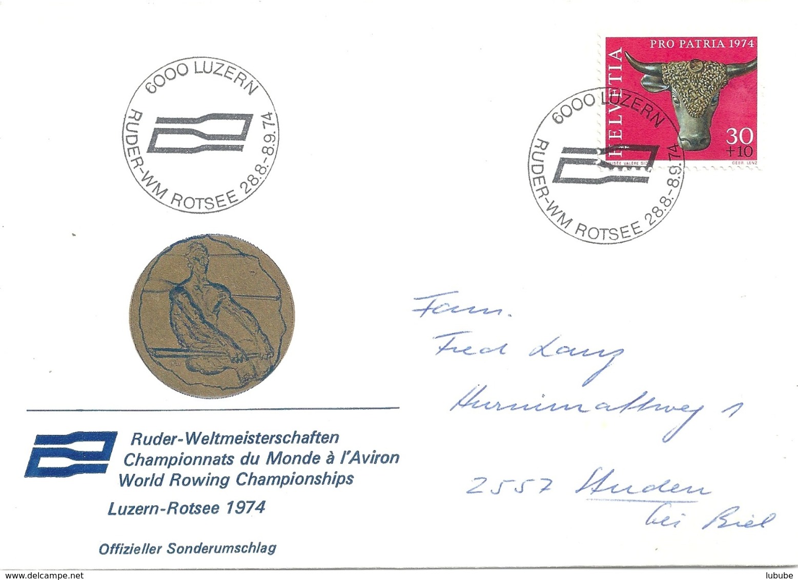 Sonderbrief  "Ruder WM Rotsee, Luzern"            1974 - Covers & Documents