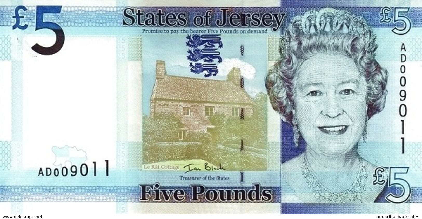 JERSEY 5 POUNDS ND (2010) P-33a UNC  [JE128a] - Jersey