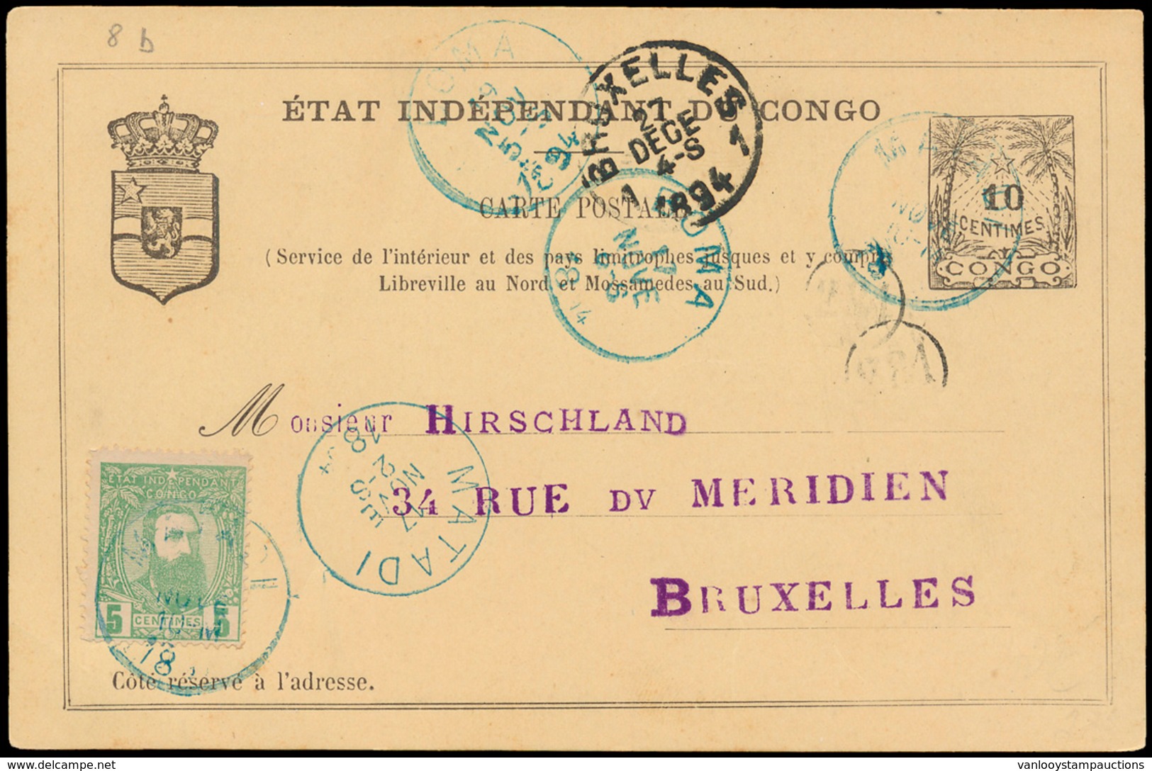 N° 6 '5c Groen' Als Bijfranker - 1884-1894
