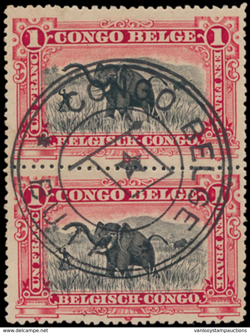 N° 60 '1 Fr Karmijn, Tweetalig - Used Stamps