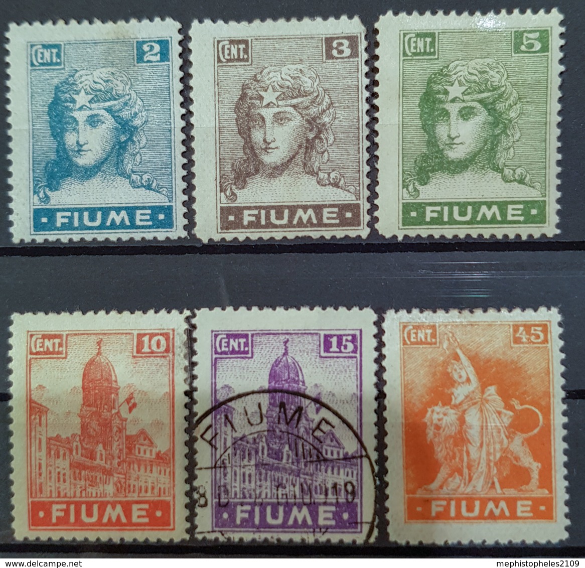 FIUME 1919 - MLH/canceled - Sc# 27, 28, 29, 30, 31, 36 - 2c 3c 5c 10c 15c 45c - Fiume