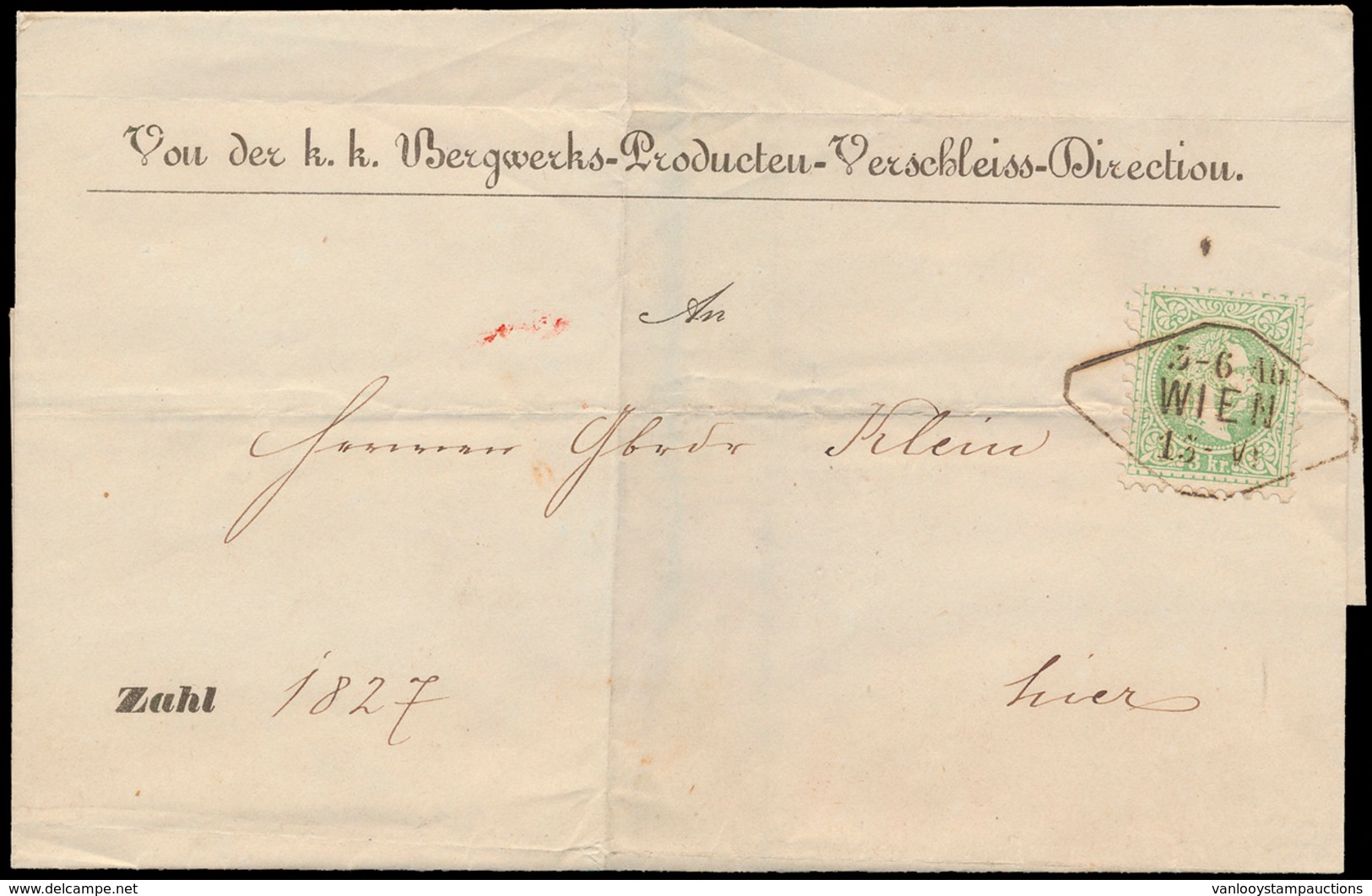 ) 1860, (Mi) N° 36-I '3 Kr Groen - Franking Machines (EMA)