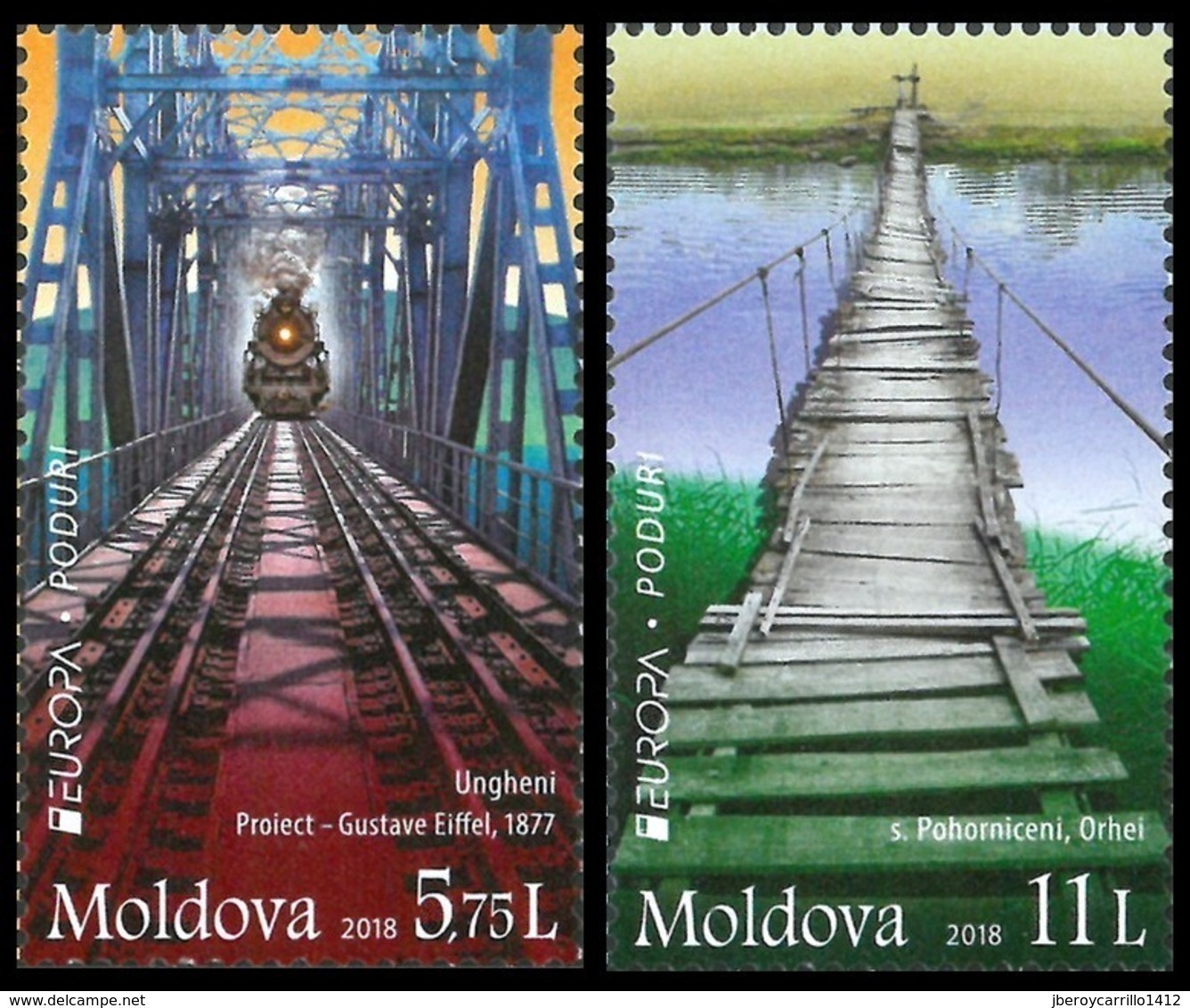 MOLDAVIA/ MOLDOVA/ MOLDAWIEN/ MOLDAU - EUROPA 2018 -TEMA ANUAL - "PUENTES.- BRIDGES - BRÜCKEN - PONTS" -  SERIE 2 V. - 2018