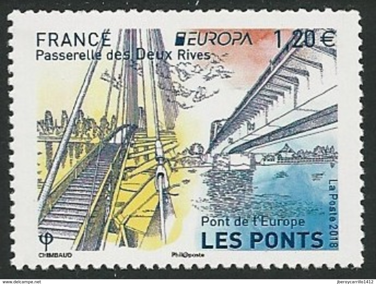 FRANCIA/  FRANCE/ FRANKREICH - EUROPA 2018 -TEMA ANUAL - "PUENTES.- BRIDGES - BRÜCKEN - PONTS" - SERIE 1 V. - 2018