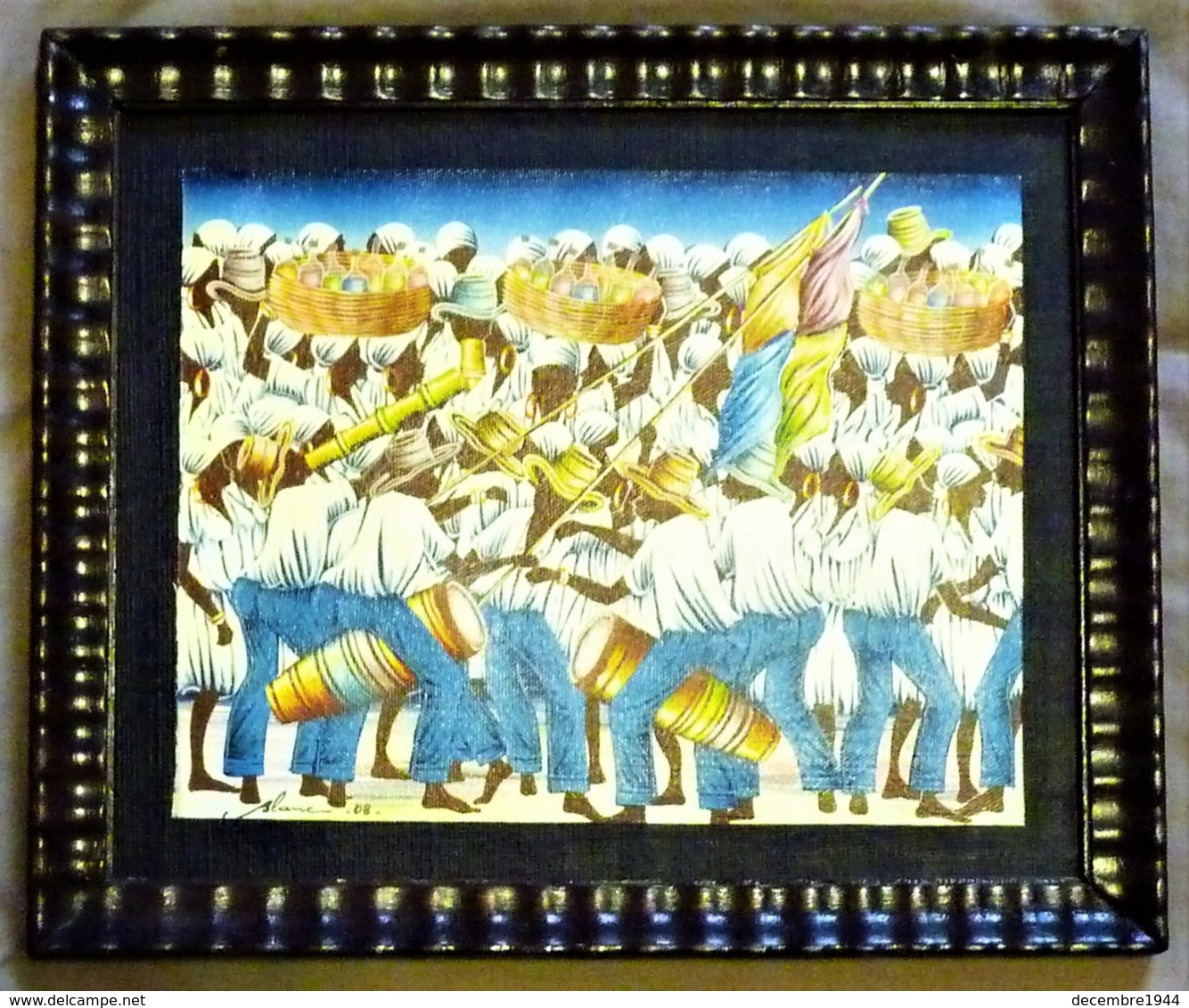 TOILE HAÏTIENNE SUR LE THÈME DE LA FÊTE CARNAVALESQUE PAR JEAN-CLAUDE BLANC (2008) - Olieverf