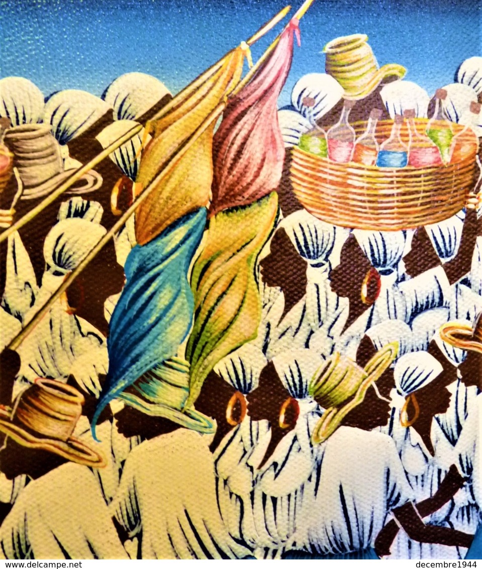 TOILE HAÏTIENNE SUR LE THÈME DE LA FÊTE CARNAVALESQUE PAR JEAN-CLAUDE BLANC (2008) - Huiles