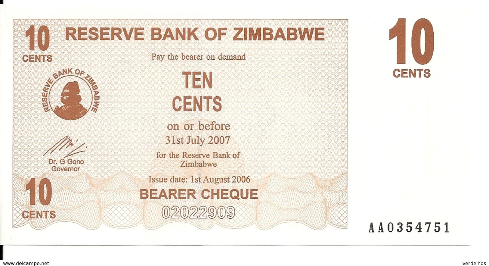 ZIMBABWE 10 CENTS 2006 UNC P 35 - Zimbabwe