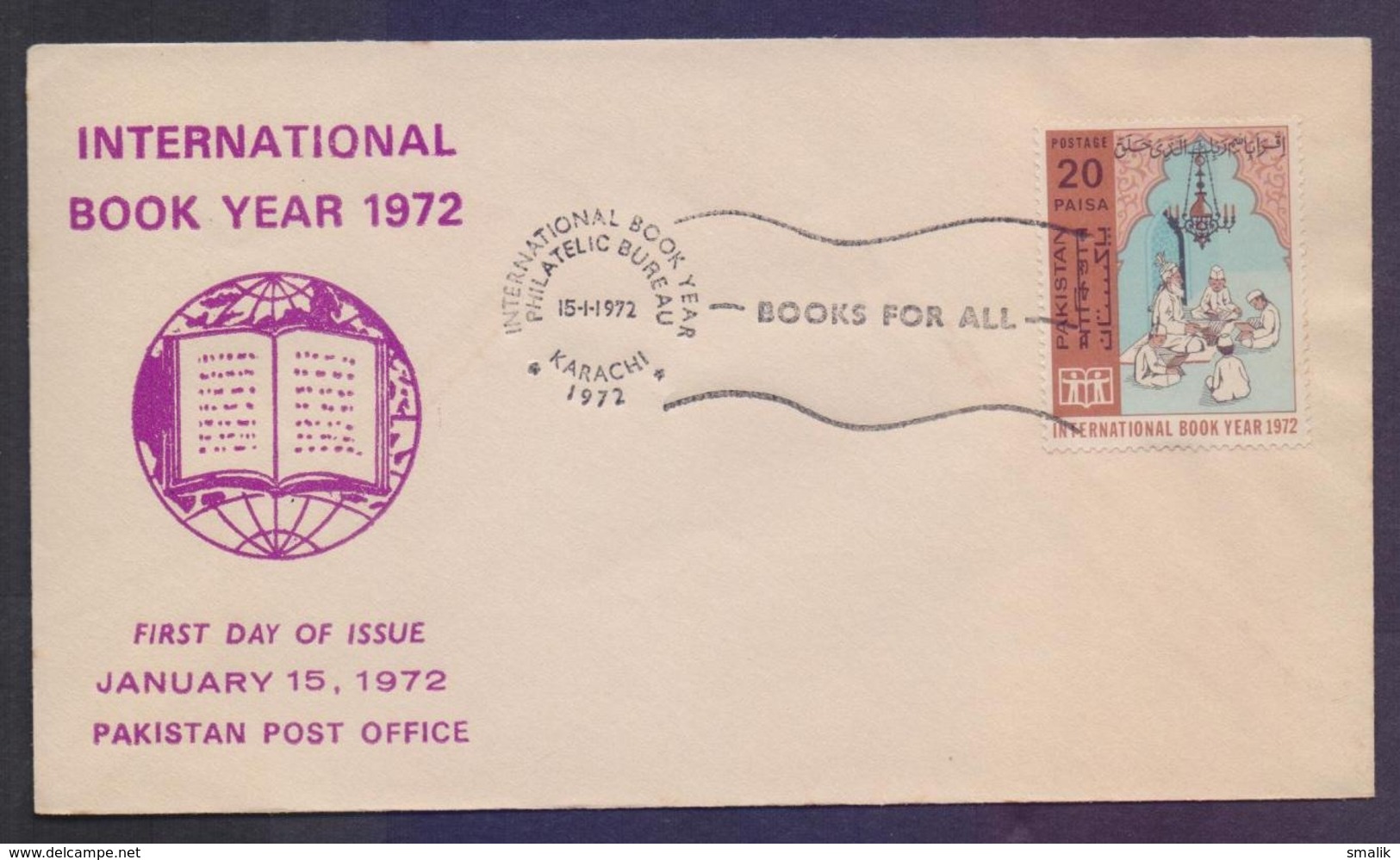 PAKISTAN 1972 FDC - International Book Year, Islamic School, First Day Cover - Pakistán