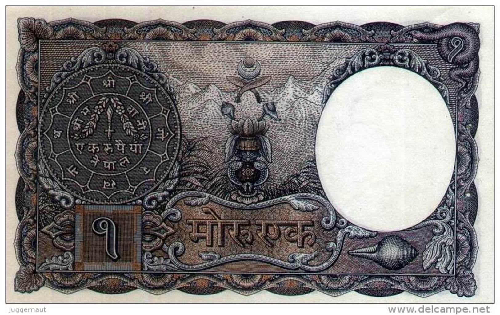 NEPAL One Rupee BANKNOTE King TRIBHUVAN 1951 AD Pick No.1 XF/AU - Népal