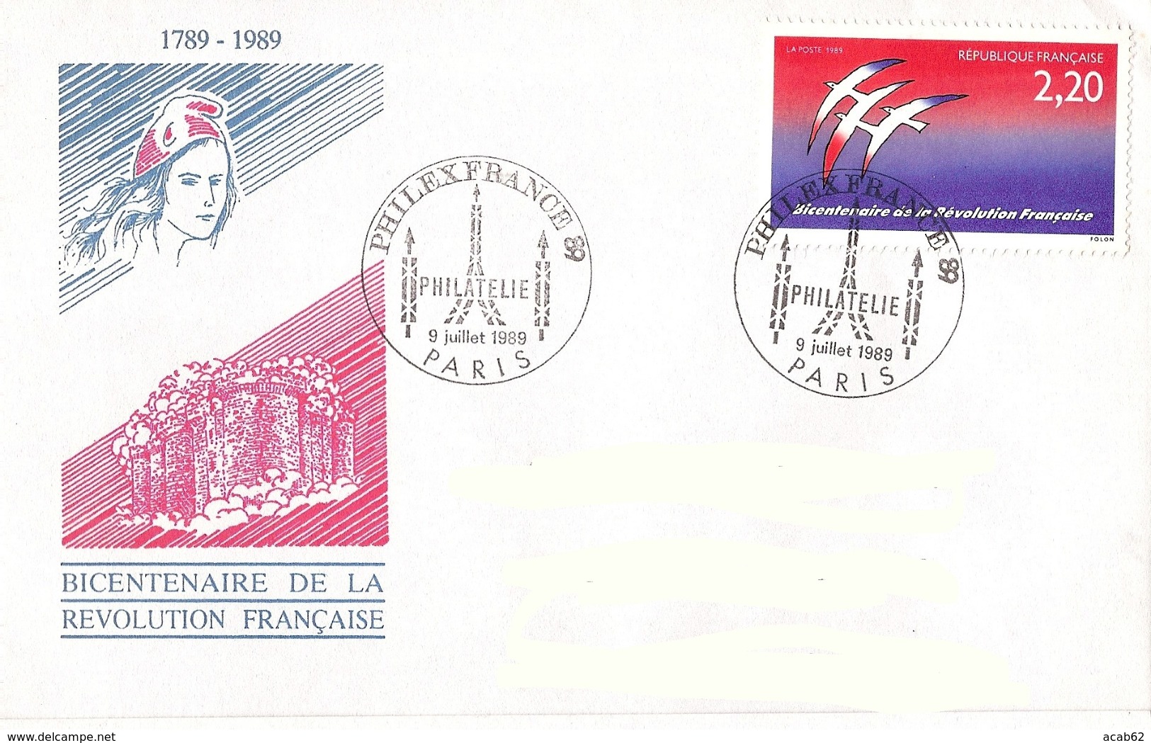 France, Enveloppe, Cachet Philexfrance 9 Juillet 1989, Thème Philatélie, Timbre Folon - French Revolution