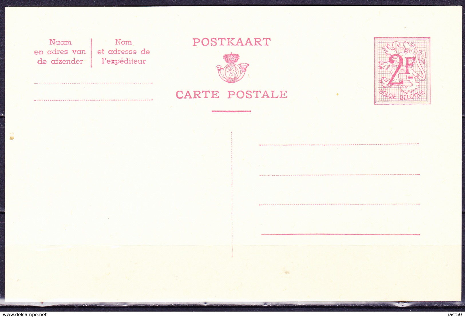 Belgien Belgium Belgique - Postkarte Löwe Mit Zahl Gegitterter Drund (MiNr: P315II) 1959 - Ungebraucht - Cartes Postales 1951-..