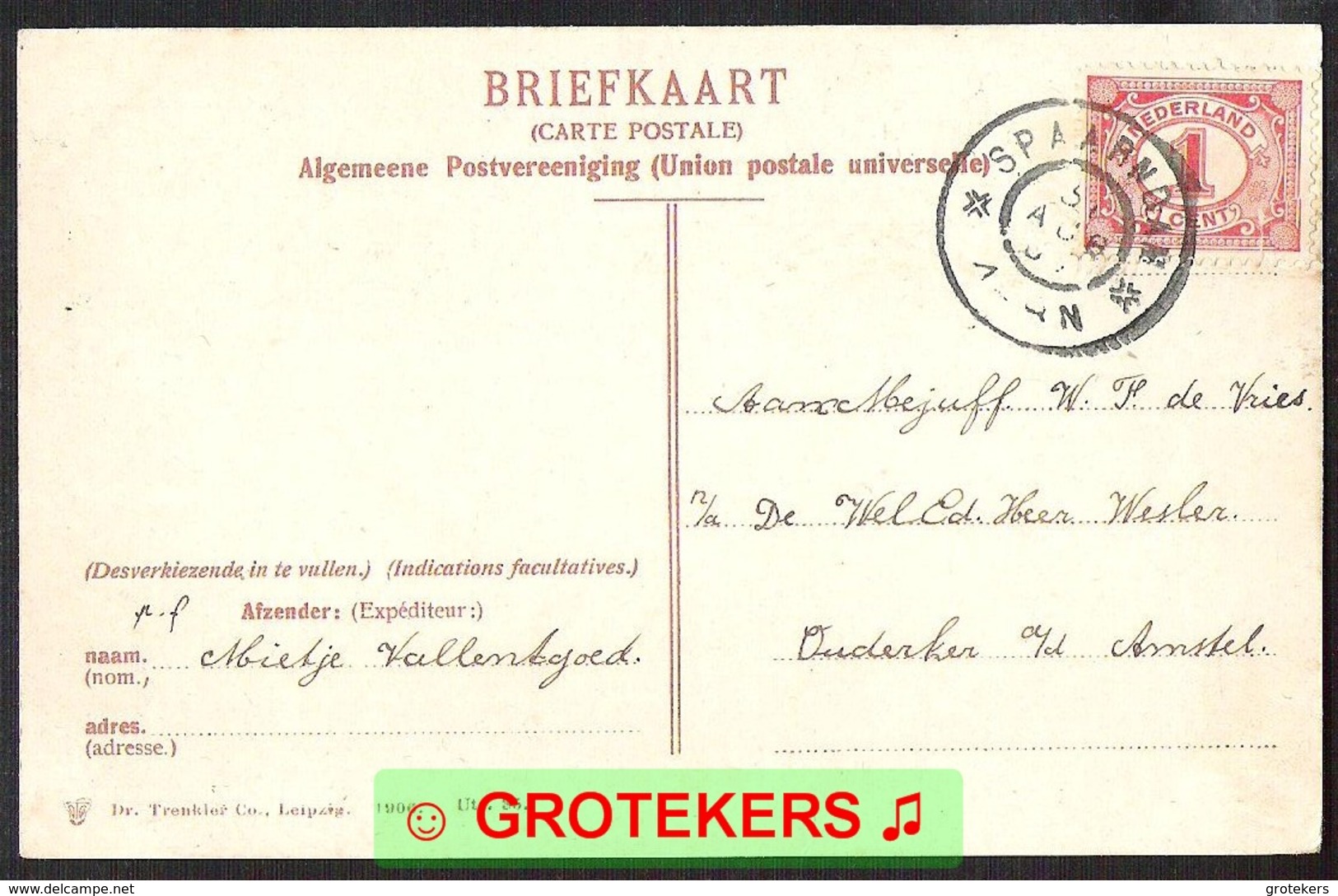 UTRECHT Witte Vrouwenpoort Levendig 1906 Dr. Trenkler Co., Leipzig 1906 Utr.35 Afst. SPAARNDAM - Utrecht